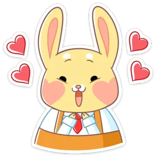 😍 Hase, Kaninchen, Herzen, Cartoon, Süß, Tier, Aufkleber telegram sticker