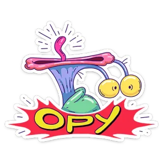 😱 OPY Dessin animé, Drôle, Autocollant, Personnage, Alien, Bizarre telegram sticker