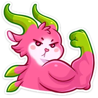 💪 animale, cartone animato, rosa, forte, muscoli, carino, muscoloso, demone telegram sticker