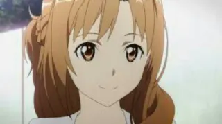 😊 Asuna Yuuki Sword Art Online anime, cartone animato, ragazza, sorridente, ritratto telegram sticker