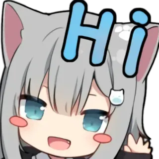 💗 Hi hi, anime, kawaii, cute, cat, cartoon telegram sticker