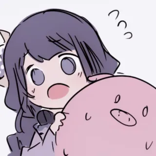 🎐 Animé, Chibi, Mignon, Dessin animé, Cochon, Illustration, Autocollant whatsapp sticker