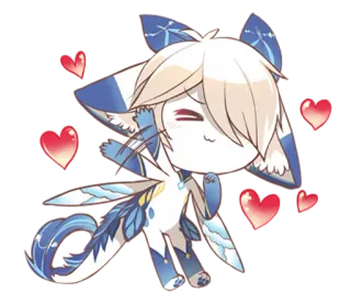☺️ mignon, kawaii, coeurs, créature, fantaisie, animal, chibi whatsapp sticker