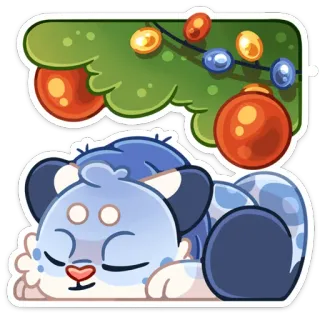 😴 แมว, เสือดาวหิมะ, คริสต์มาส, นอนหลับ, ฤดูหนาว, เครื่องประดับ, วันหยุด whatsapp sticker