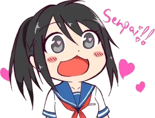 😍 Senpai!! Anime, colegial, amor, corações, animado(a), kawaii telegram sticker