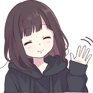 👋 anime girl, waving, cartoon, kawaii, cute, sticker, manga whatsapp sticker