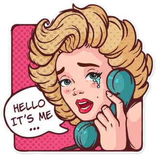 📞 HELLO
IT'S ME woman, blonde, cartoon, crying, telephone telegram sticker
