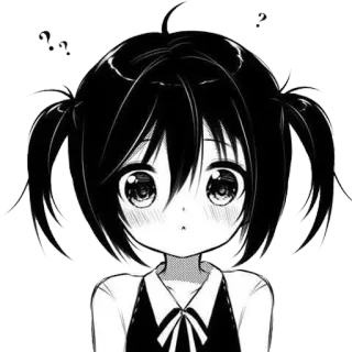 😳 anime, manga, question marks, cartoon, girl, cute telegram sticker