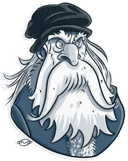 😠 old man, beard, hat, illustration, cartoon, character telegram sticker