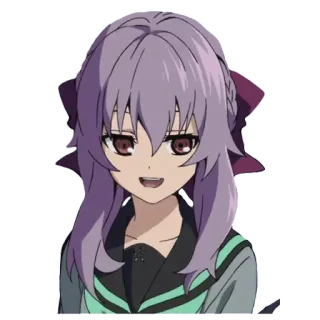 😀 Shinoa Hiiragi Owari no Seraph Anime, Mädchen, lila Haare, Shinoa, Hiiragi, Seraph telegram sticker
