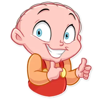 👍 Hoạt hình, Em bé, Ngón tay cái hướng lên, Dễ thương, Trẻ em telegram sticker