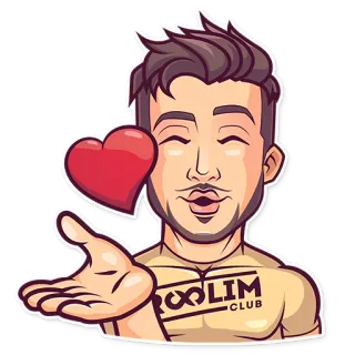 😘 XOOLIM CLUB 男人, 卡通, 爱, 心, 亲吻, 贴纸 telegram sticker