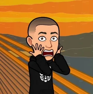 🌟 bitmoji, teriakan, terkejut, horor, kartun, wajah telegram sticker