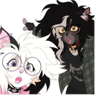 😮 furry, cat, feline, anthropomorphic, glasses, surprise, shocked, anime style whatsapp sticker