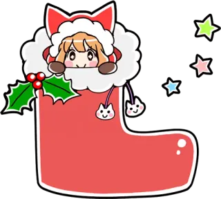 Cat Girls - MerryX'mas and HappyNewYear :: @line_stickers telegram stickers