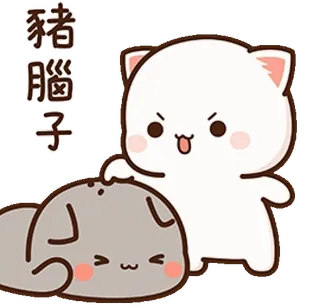 👊 猪脑子 gatto, animali, carino, adorabile, cartone animato, adesivo telegram sticker