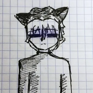 😰 dibujo, caricatura, anime, personaje, boceto, orejas de gato telegram sticker