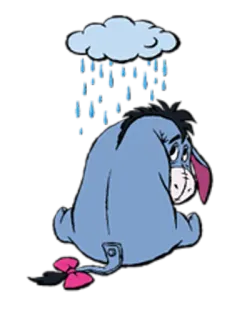 😞 Eeyore Eeyore, sad, rain, cloud, cartoon telegram sticker
