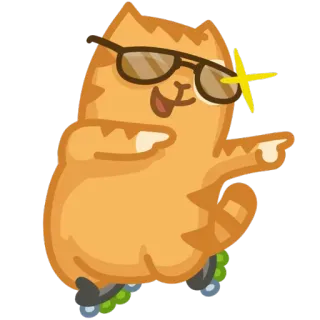 😎 chat, lunettes de soleil, roller, fun, mignon, animal, chat roux, animal de compagnie telegram sticker