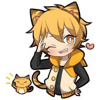 🫡 애니메이션, 고양이소년, 카와이, 귀여운, 만화, 치비 telegram sticker