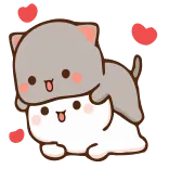 ❤️ 猫, 可爱, 爱, 卡哇伊, 动物, 卡通 whatsapp sticker