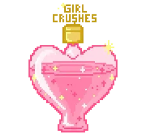 💖 potion, pink, heart, love, pixel art, magic telegram sticker