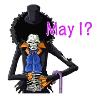 ☝ Brook One Piece May I? Anime, Kerangka, One Piece, Brook, Bolehkah saya, Bajak laut, Manga whatsapp sticker