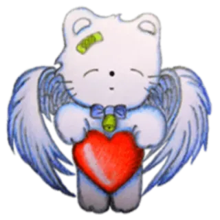 😇 gato, anjo, asas, coração, fofo, desenho animado telegram sticker