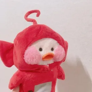 😐 canard, peluche, mignon, télétubbies, animal, jouet, kawaii telegram sticker