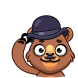 👋 ours, dessin animé, animal, chapeau whatsapp sticker