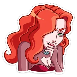 😏 cartoon, woman, red hair, witch, halloween, fantasy, sticker telegram sticker