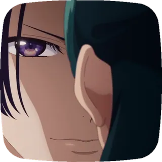 😏 アニメ, マンガ, キャラクター, 顔, 紫色の目 telegram sticker