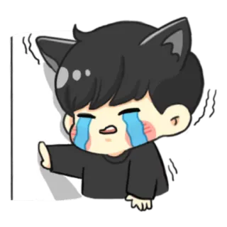 😭 каваий, аниме, плачет, грустный, кошачьи ушки, мультфильм, мальчик telegram sticker