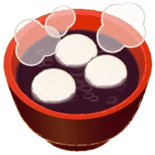 😊 sopa dulce, sopa de frijoles rojos, dulce, comida japonesa, comida tradicional whatsapp sticker