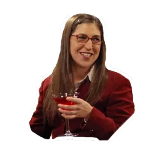 👩 Mayim Bialik The Big Bang Theory amy farrah fowler, big bang theory, wine, cocktail telegram sticker