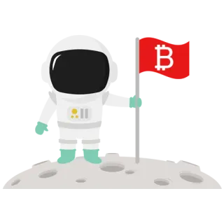 🌕 astronaut, moon, flag, bitcoin, cryptocurrency, space, exploration telegram sticker