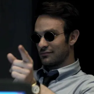 🥊 Daredevil homme, aveugle, lunettes, tête brûlée, super-héros whatsapp sticker
