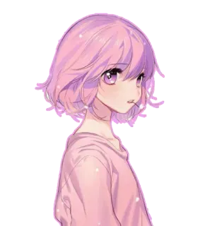 😒 animé, fille, cheveux roses, mignon, manga telegram sticker