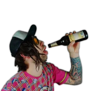 🍺 bere, alcol, bottiglia, uomo, occhiali da sole, cappello telegram sticker