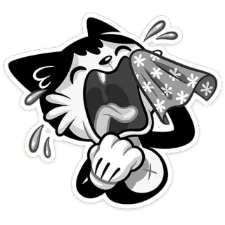 😂 crying, emotional, sad, cartoon, black and white, vintage, tears telegram sticker