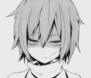 😒 Anime, Manga, Personaje, Enojado, Blanco y negro whatsapp sticker
