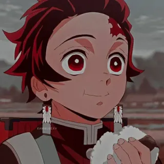 🔳 Tanjiro Kamado Demon Slayer 애니메이션, 귀멸의 칼날, 탄지로, 카마도, 캐릭터, 음식 telegram sticker