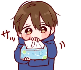 🥺 サッ Anime, Jongen, Verdrietig, Zakdoek, Huilend, Kawaii whatsapp sticker