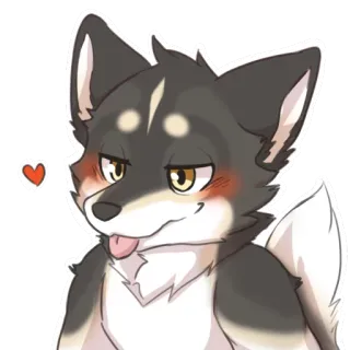 😳 dog, furry, anthropomorphic, animal, cartoon, cute, heart telegram sticker