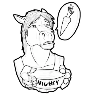 🍗 NIGHTY cheval, carotte, nourriture, animal, poilu, personnage, contour telegram sticker