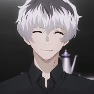 😁 Kaneki Ken Tokyo Ghoul Anime, Kaneki, Tokyo Ghoul, lächelnd, weiße Haare whatsapp sticker