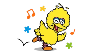 🎶 Big Bird Sesame Street บิ๊กเบิร์ด, เซซามีสตรีท, นก, สีเหลือง, การ์ตูน, เต้น telegram sticker
