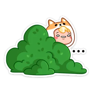 🤔 ... Мультик, Собака, Куст, Подглядывает, Милый, Наклейка telegram sticker