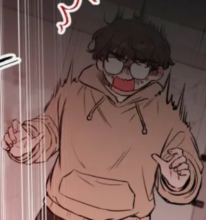 ❗ 动漫风格, 震惊, 卡通, 人物, 男性, 眼镜 telegram sticker