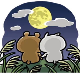 💞 động vật, dễ thương, mặt trăng, ban đêm, tình yêu, lãng mạn telegram sticker